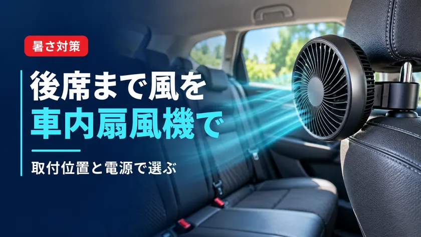 車内用扇風機の選び方｜後部座席への風の届け方と安全な取り付けのアイキャッチ画像