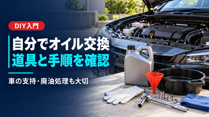 エンジンオイル交換を自分でやる方法｜必要な道具・手順・注意点を初心者向けに解説のアイキャッチ画像
