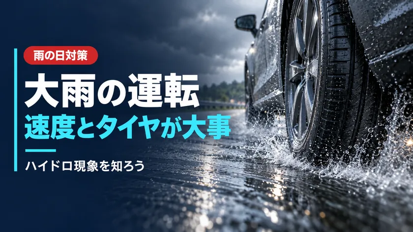大雨時の運転とハイドロプレーニング現象｜タイヤ・速度・視界の注意点のアイキャッチ画像